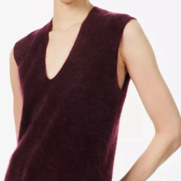 ME+EM burgundy brushed cashmere Sleeveless Knit Vest